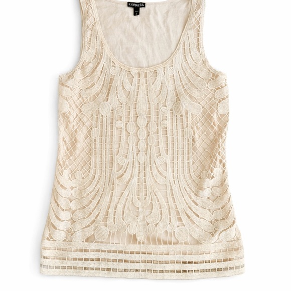 Express Tops - Express Women's Beige Embroidered Tank Top